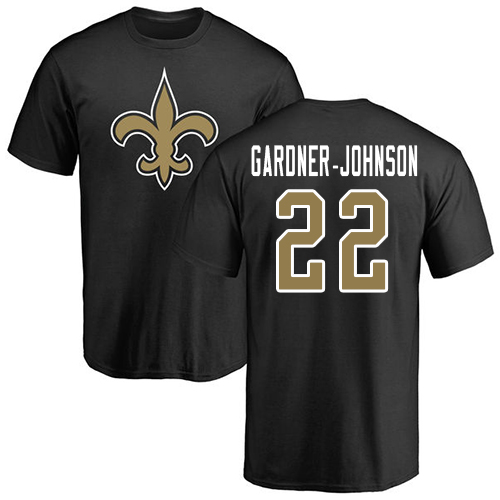 Men New Orleans Saints Black Chauncey Gardner Johnson Name and Number Logo NFL Football #22 T Shirt->nfl t-shirts->Sports Accessory